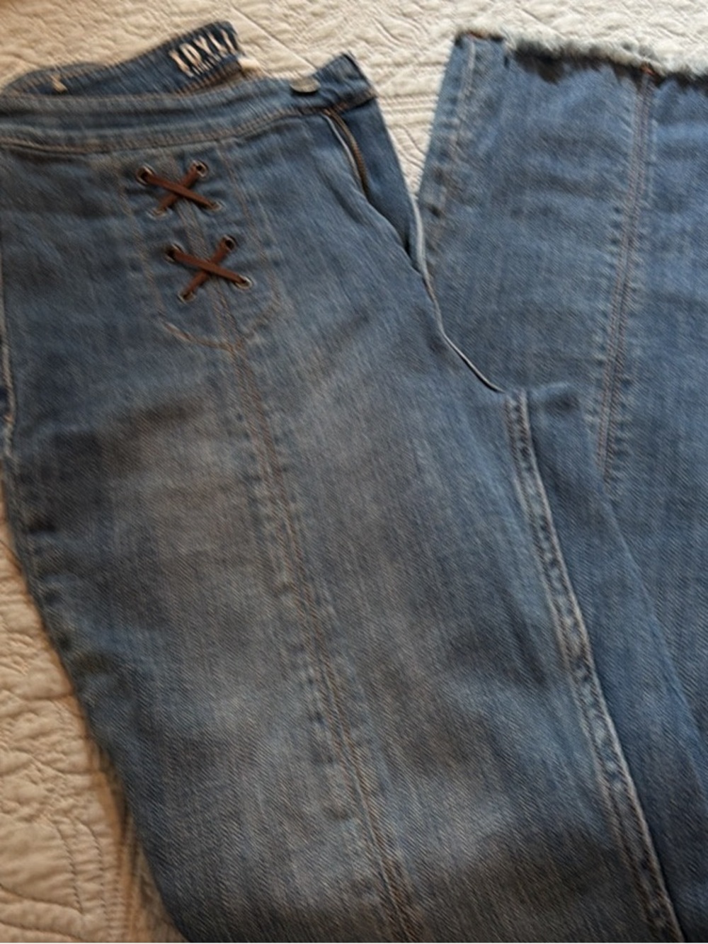 Idyllwind High-Rise Blue Jeans with Lace-Up Front